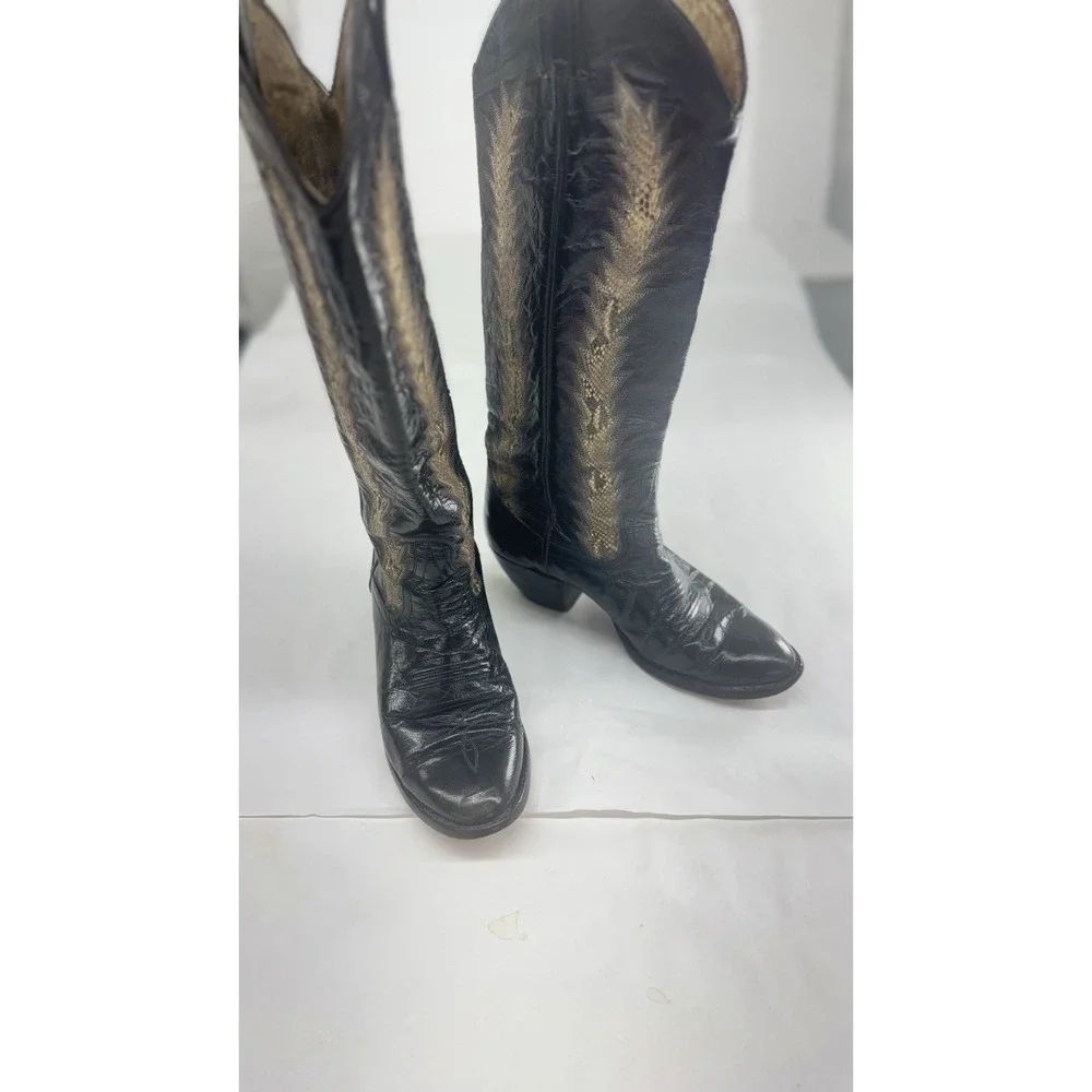 C.H. HYER Custom Snake Inlaid Women's Vintage 8 -8 1/2 Cowboy Boots Leather